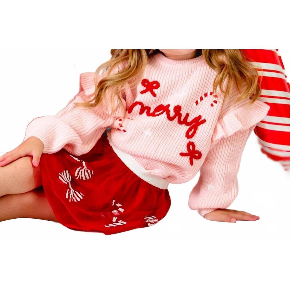NEW SWEET WINK coquette merry knit sweater in ballet pink